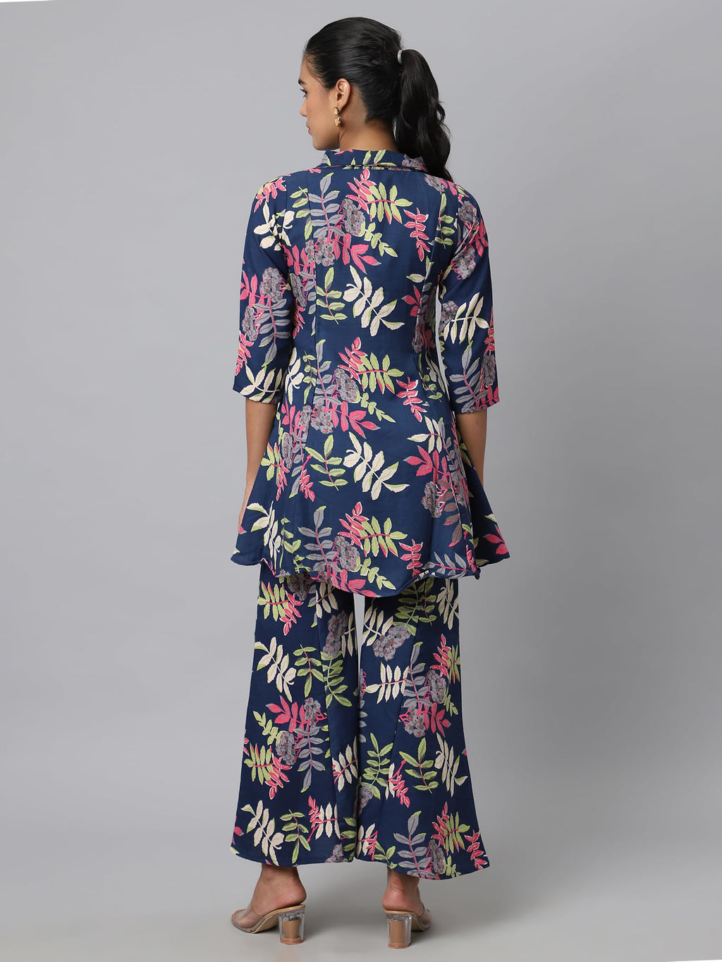 Shasmi Soft Maslin Silk V Neck Co-Ords Set For WomenS | Printed Shirt & Bottom Set For Women | Suit Set | Two Piece Dress (Co-O