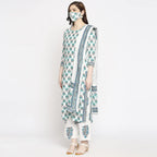 ANNI DESIGNER Womens Cotton Straight Kurta with Palazzo & Dupatta (Jaipuri SEA Green_GSK_M_Sea Green_Medium)