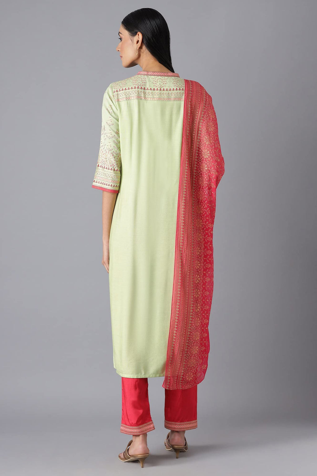 Aurelia Women'S Rayon Kurta, Trouser & Dupatta