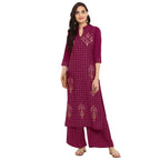 Ziyaa Women'S Crepe Straight Kurta (Zikucr2358Andpl-M_Maroon_Medium)
