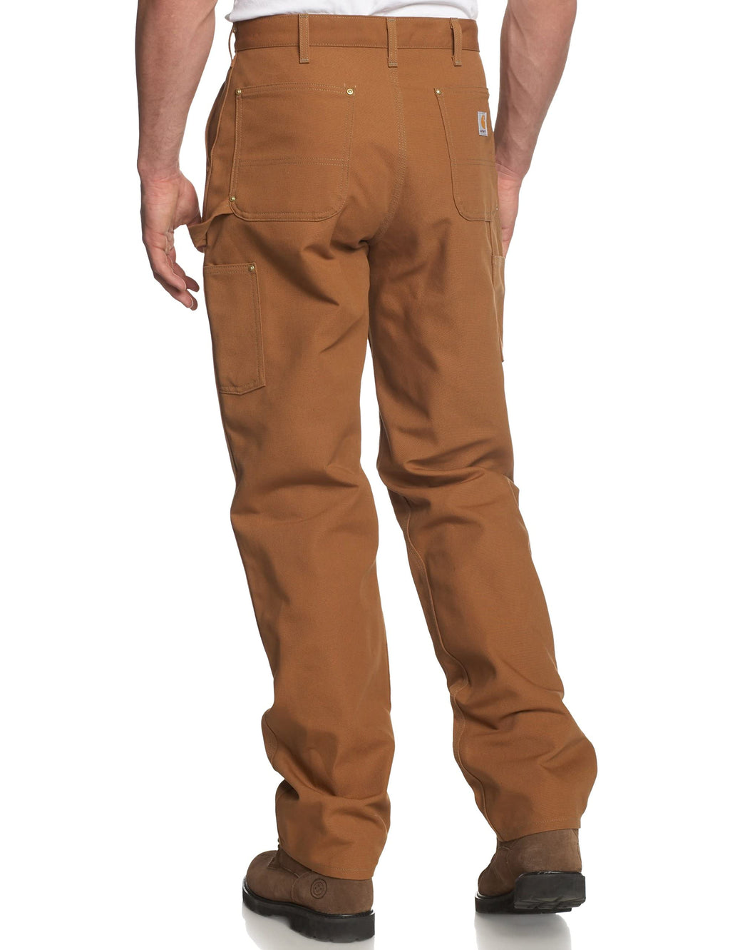 Carhartt Men's Firm Duck Double-Front Work Dungaree Pant B01, Brown, 34W X 34L