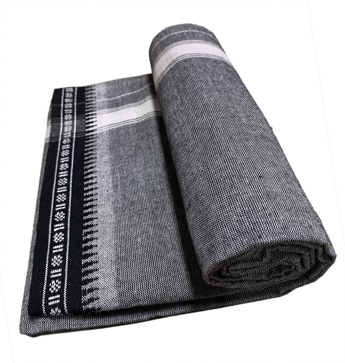 Prakasam Cotton Fine Quality Mens Kerala Style Thalapathi Border Single (1.28X2.00 Mtrs) -Dhoti-Kerala Single Mundu (Pack Of 2 D