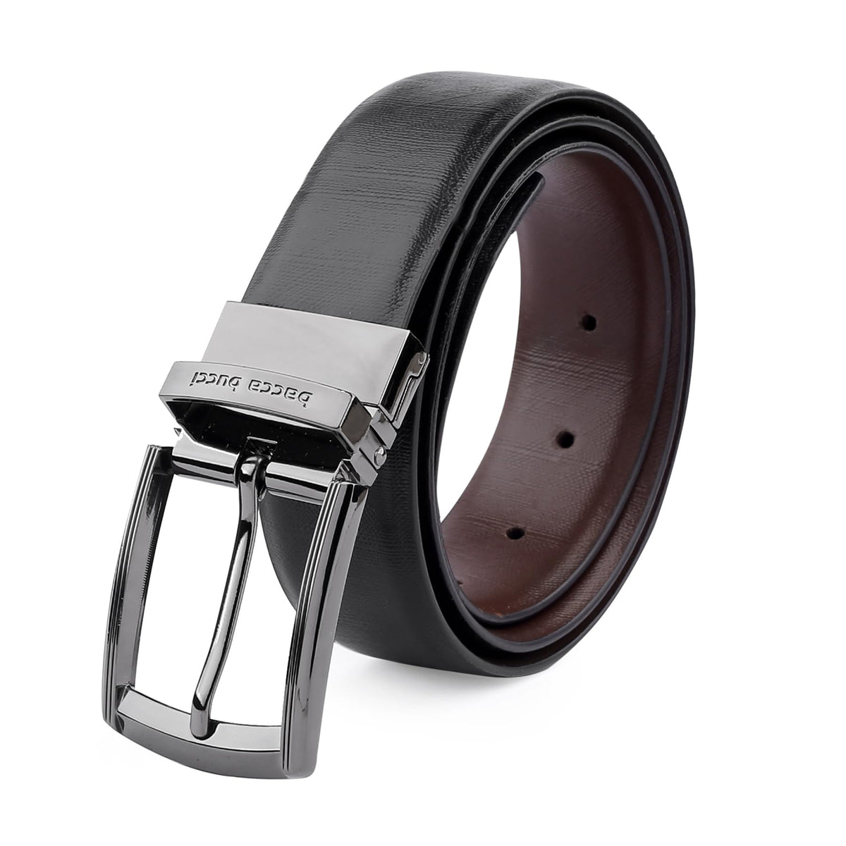 Bacca Bucci MenS Reversible Classic Dress Belt Italian Top Grain Leather With Rotating Metal BuckleBlack/Brown 32-34