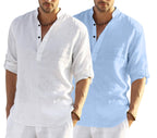 Bellstone MenS Cotton Blend Solid Regular Dress Shirt (Kurta800Combo_White_Skyblue_Xl Sky Blue