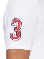 U.S. Polo Assn. Men's Slim Fit Pique Polo, White/Dodger Blue, Medium