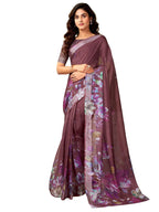 Satrani WomenS Linen Zari Border Printed Ready To Wear One Minute Pre Pleated Readymade Saree With Unstitched Blouse Piece (34R