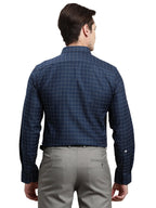 Turtle Men 100% Cotton Slim Fit Blue Checkered Full Sleeve Formal Shirt