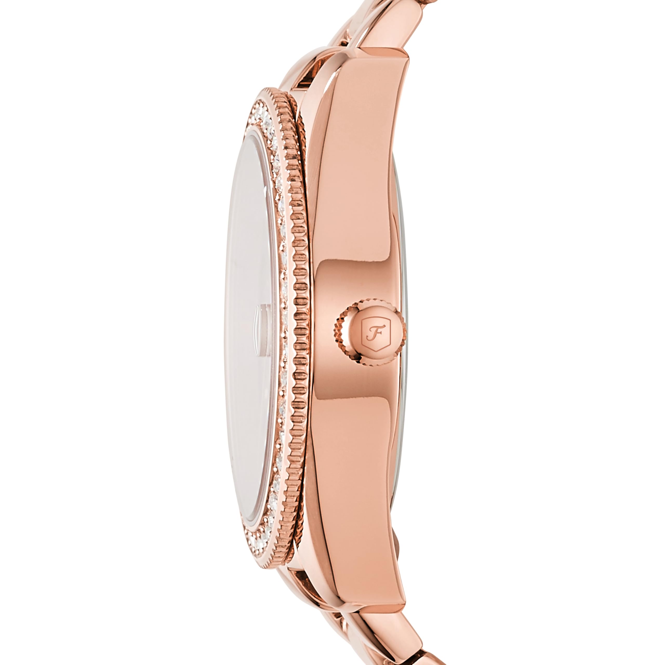 Fossil Scarlette Mini Women's Quartz Stainless Steel Three-Hand Watch, Rose Gold Glitz (Model ES4318)