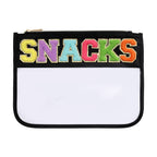 BCRMPT Chenille Letter Bag Clear Flat Pouch,Multi-purpose PVC&Nylon Clear Cosmetic Bags,Travel Makeup Bag With Zipper For Women,