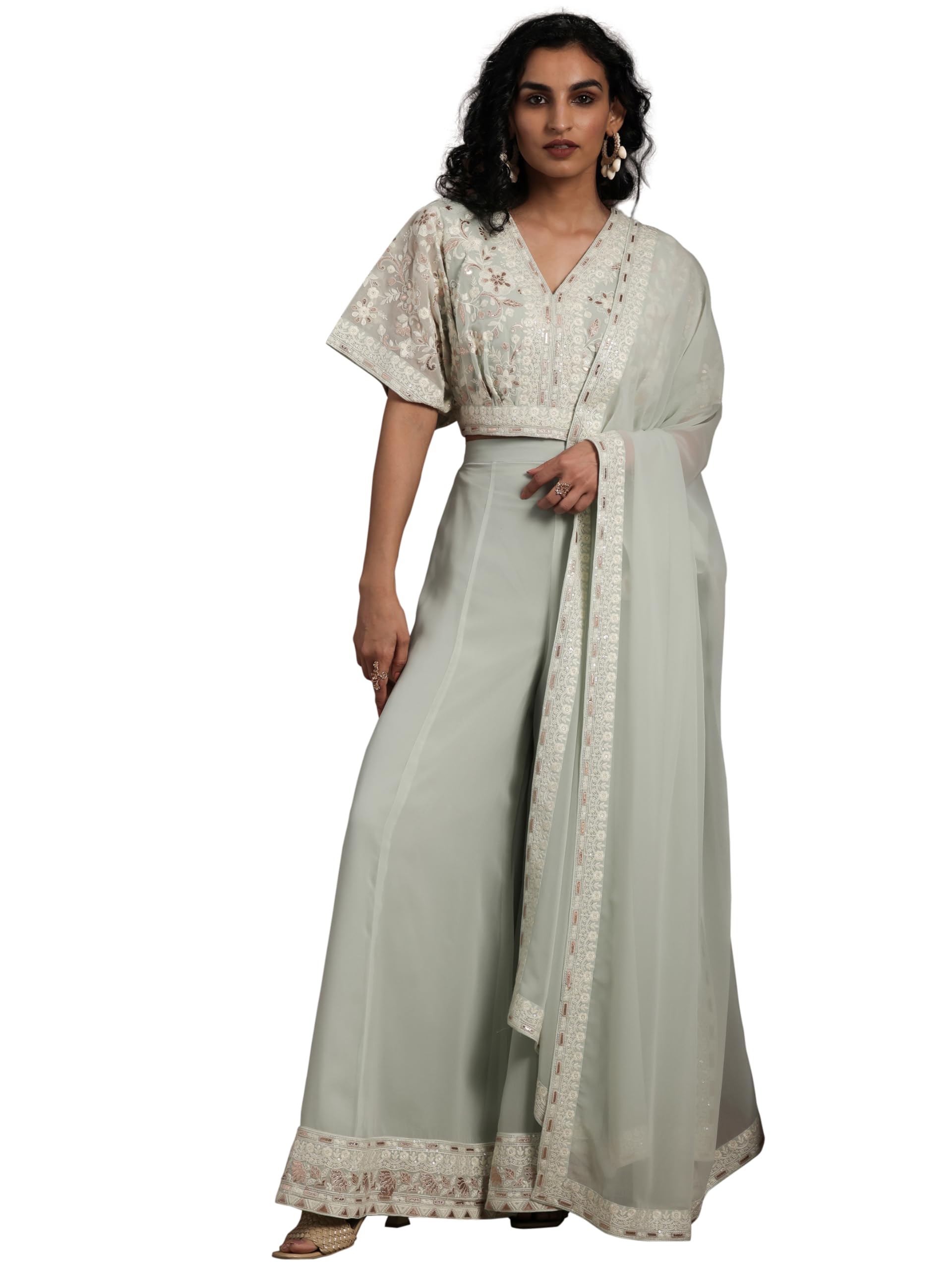 Libas Women'S Poly Georgette Co-Ords (27586A_Green