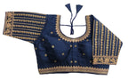 Pujia Mills Womens Readymade Blouse Embroidery Multi Coding Gold Thread Indian Ethnic Designer Stitched Womens Readymade Saree