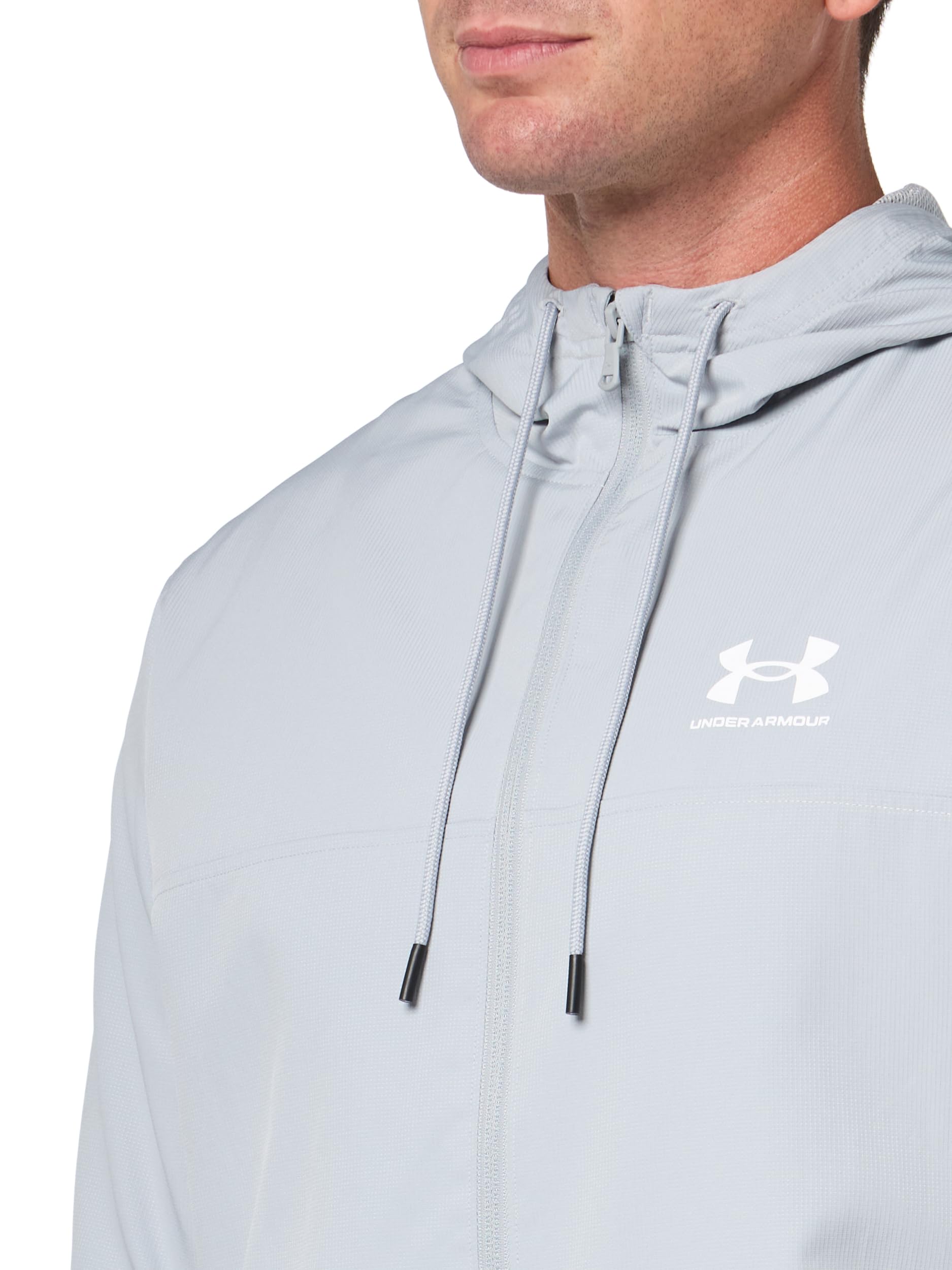 Under Armour Men's Rival Woven Windbreaker, (011) Mod Gray/Mod Gray/White, Small Tall