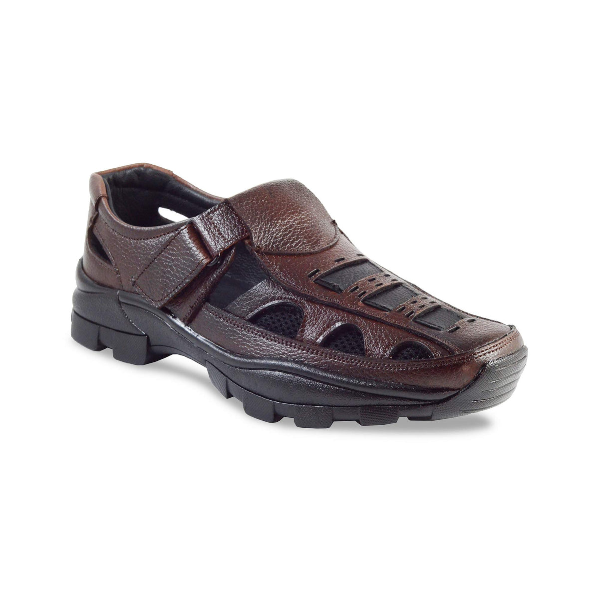 DEGARRO Mens Black and Brown Leather Stylish Strong Sturdy Sandal 9 9