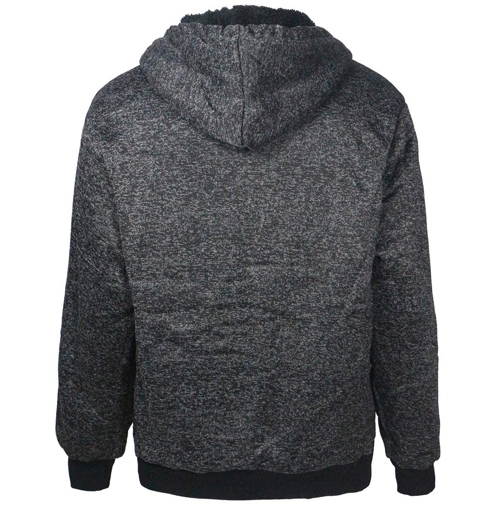 Plus Size S-5XL Marled Heavyweight Fleece Hoodie for Men Sherpa Lined Full Zip up Long Sleeve Winter Jacket Coat (Charcoal, XL)