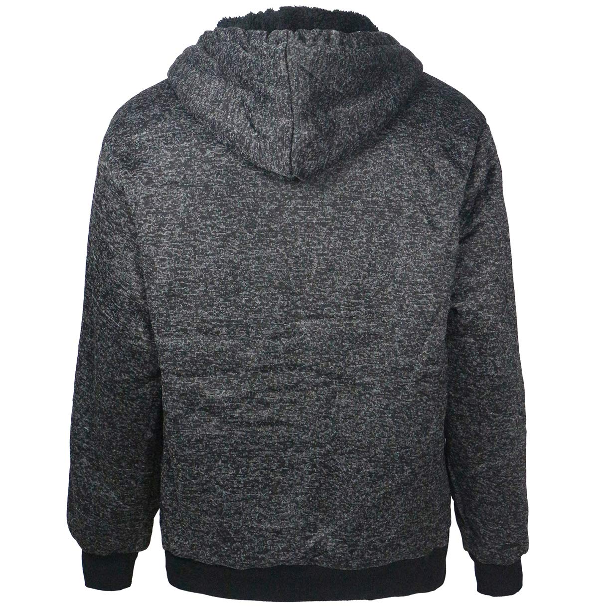 Plus Size S-5XL Marled Heavyweight Fleece Hoodie for Men Sherpa Lined Full Zip up Long Sleeve Winter Jacket Coat (Charcoal, XL)