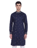Manyavar MenS Cotton Blend Kurta (Ml11938_Navy Blue_Xl)