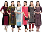 Tee Projekt Printed Crepe Kurti For Women Ll Modern Kurtis: For The Trendy You (Pack Of 6)