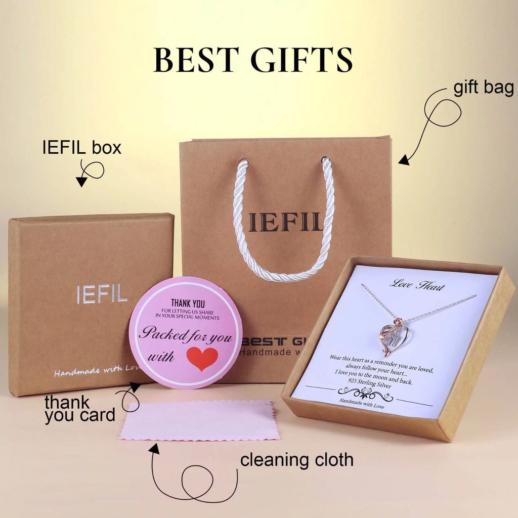 Dainty Necklace Gifts for Women, Dainty Rose Love Heart Initial B Letter Pendant Necklace Jewelry Mothers Day Valentines Christm