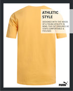 PUMA Boys' T-Shirt - Cat Logo T-Shirt for Boys - Athletic Crewneck Short Sleeve Tee (S-XL), Size Medium, Apricot