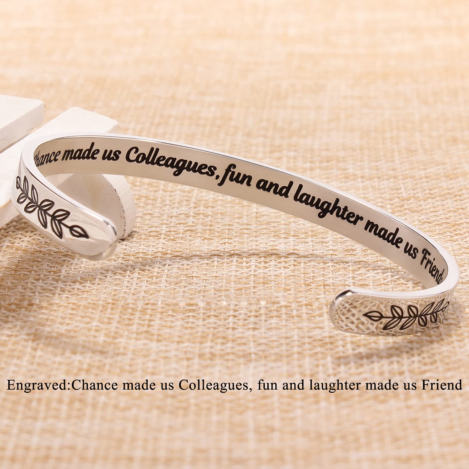 Going Away Gift for Worker Friendship Bracelet Funny Friend Birthday Gifts for Women Quotes Engraved Cuff Bangle Bracelets Chris
