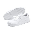 PUMA Women's CARINA L Sneaker, Puma White-Puma White-Puma Silver, 8