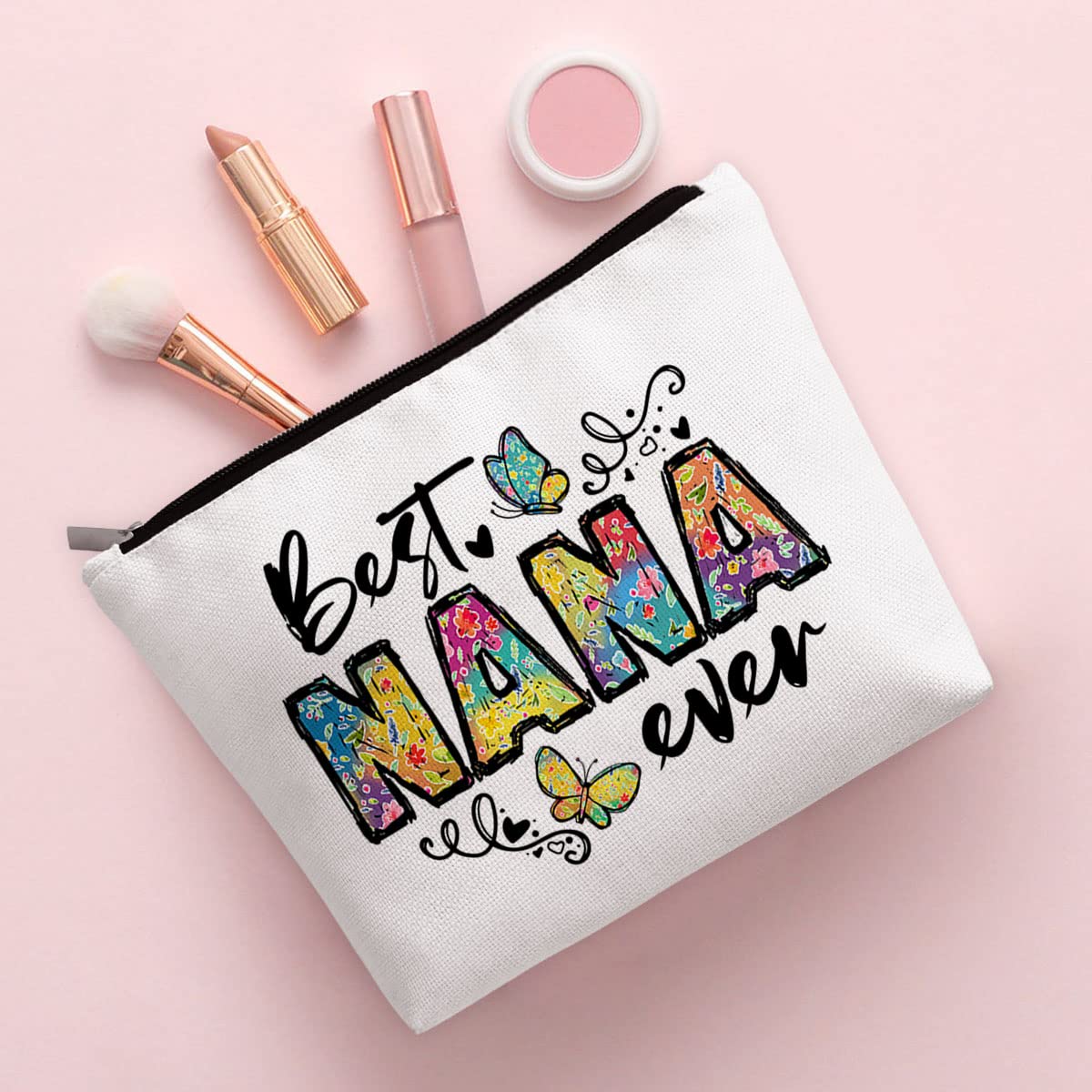 BiuNiuring Grandma Gift, Best Nana Ever Gift, Mother's Day Gift for Nana Mom Mother Grandmother, Makeup Bag