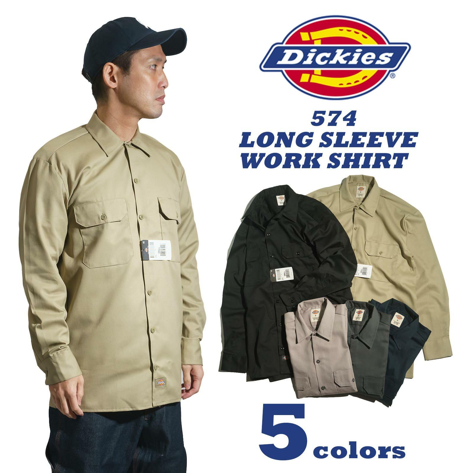Dickies Mens Long Sleeve Work Shirt, Silver, Small