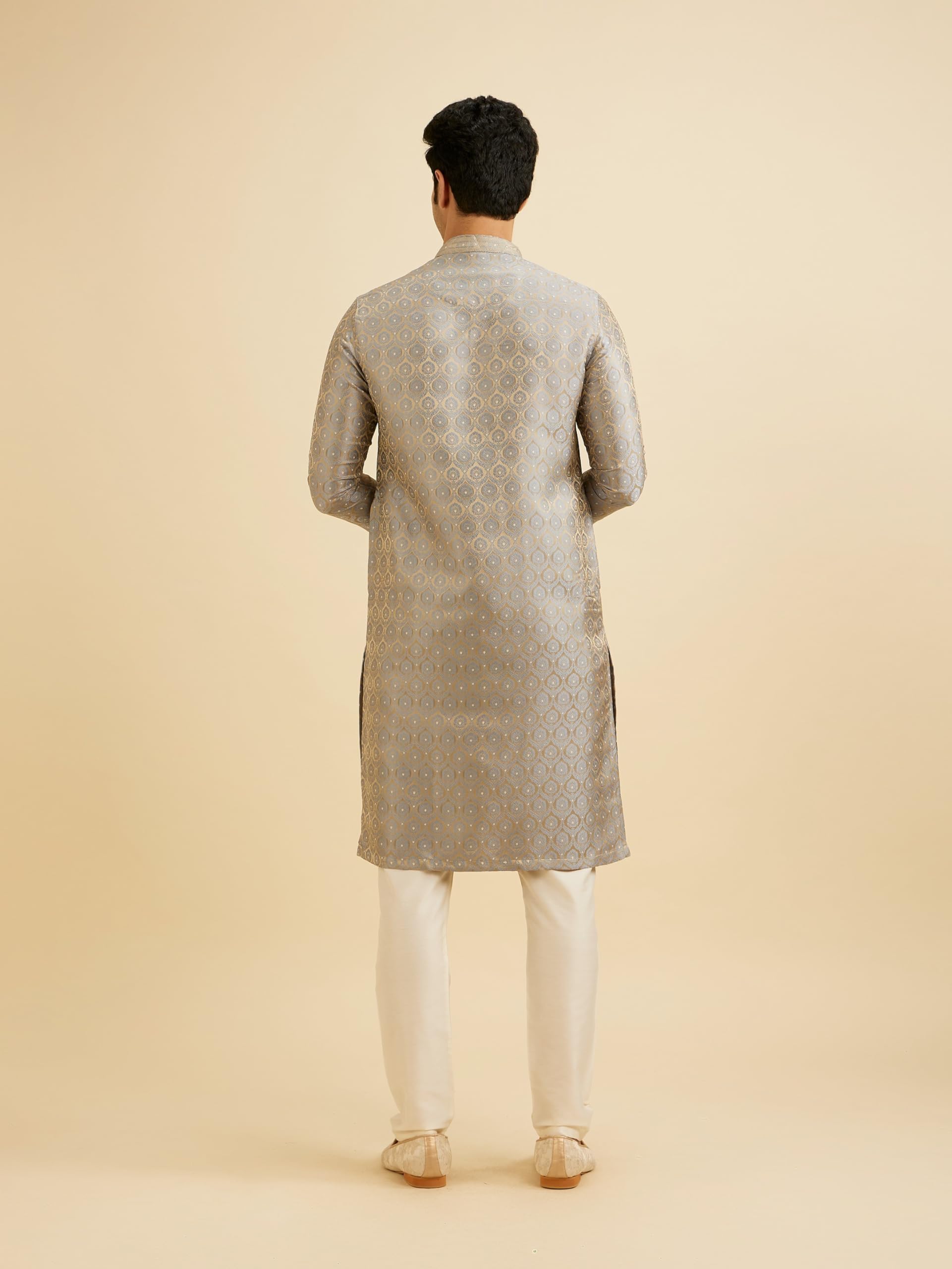Manyavar Mens Brocade Self Design Kurta Set