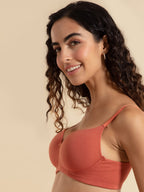 Nykd Wireless Everyday Cotton T-Shirt Bra For Women Daily Use - Wire-Free Shaping Bra, Padded, 3/4Th Coverage - Nyb094 (Orange,3