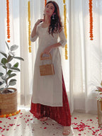 Libas Womens Cotton Yoke Design Straight Kurta (24044O_Off White