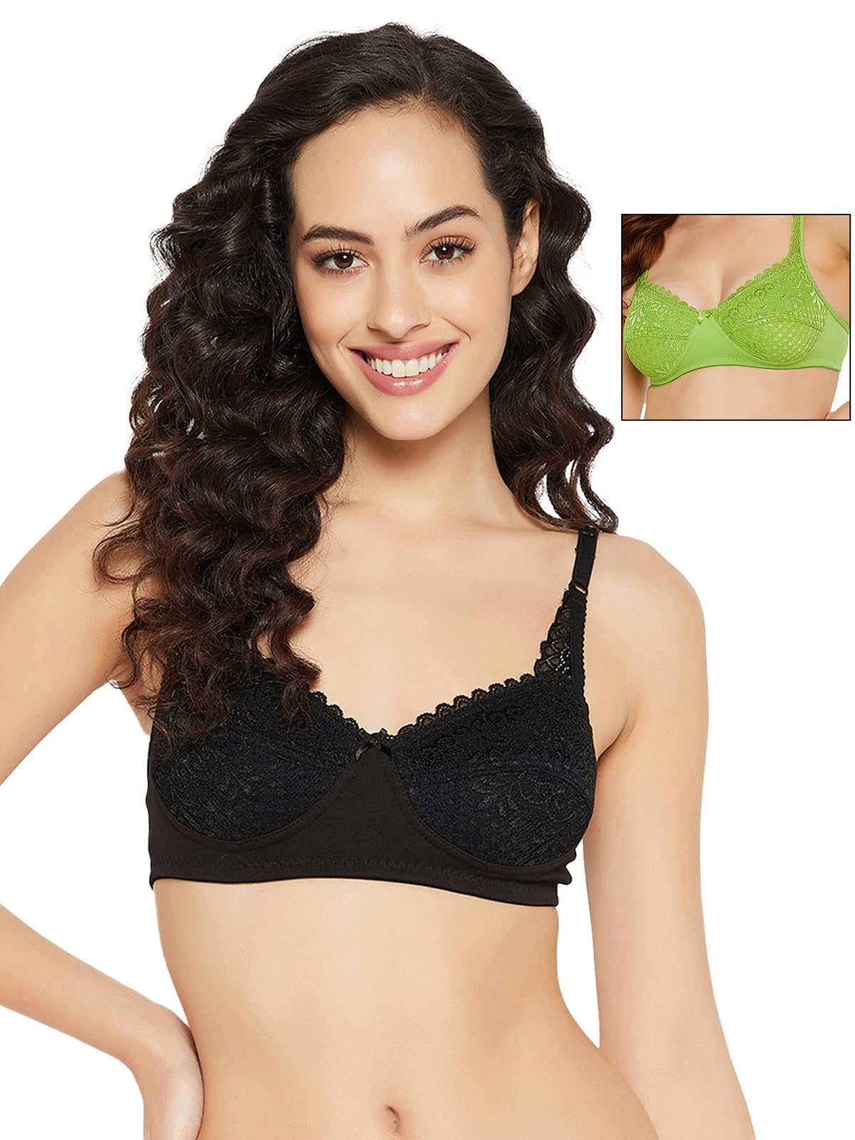 Clovia Womens Cotton Pack of 2 Non-Padded Non-Wired Full Cup Bra (COMBOBR73_Multicolor_34D)