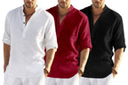 Hemrin Combo Of 3 MenS Cotton Blend Full Sleeve Short Kurta Shirt With Mandarin Collar
