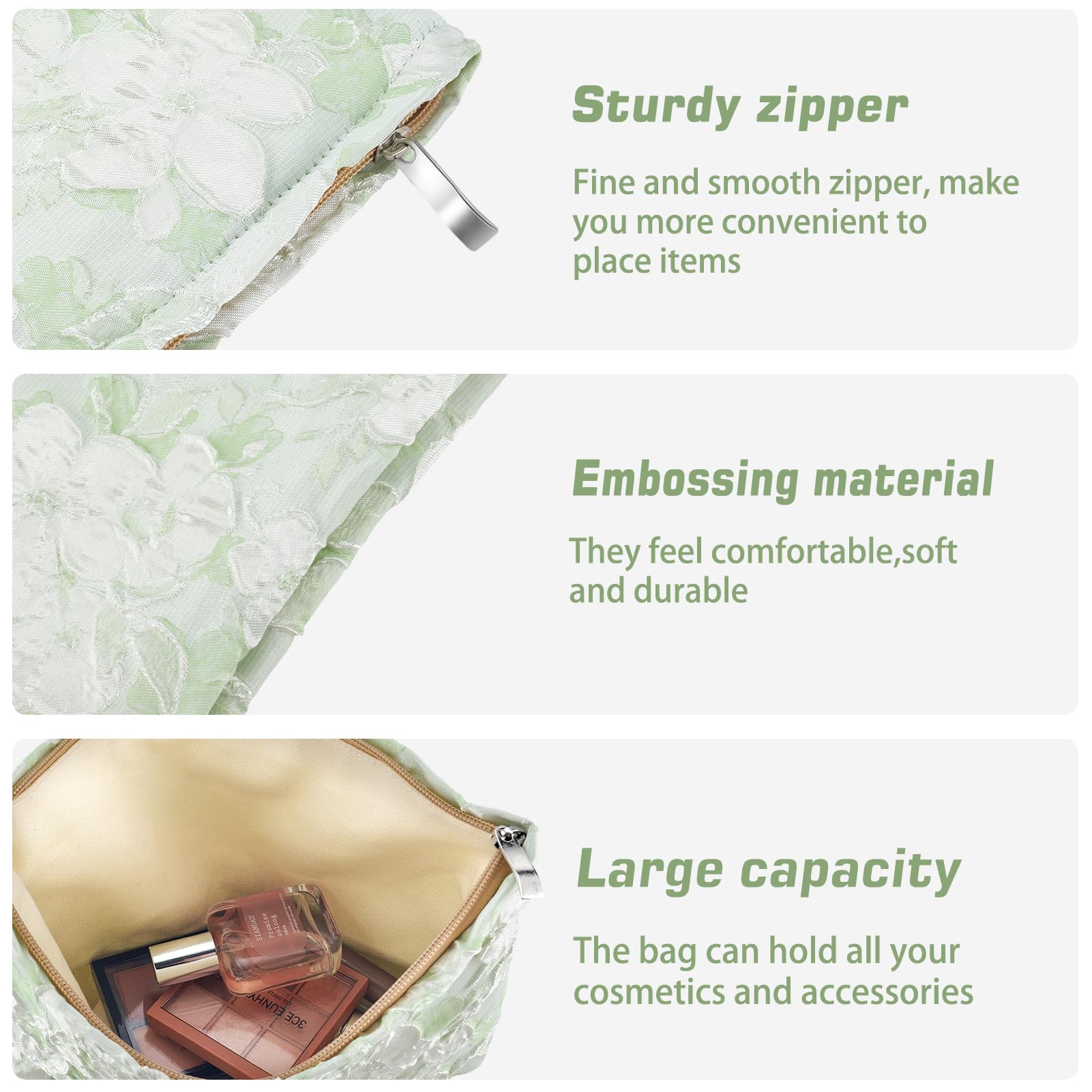ZLFSRQ Flower Makeup Bag for Women Girls Teens Travel Cute Floral Cosmetic Bags Large Zipper Cosmetic Pouch for Purse Portable