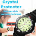 SOCICO Children Analog Watch Waterproof Time Teaching Boys Girls Watch Soft Band Learning Time Wrist Watch for Kids (Black - Flu