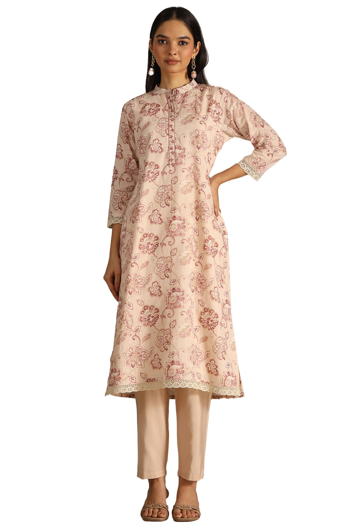 Soch Women Cotton Floral Print Kurta with Sequins