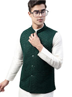 Jompers Mens Sequins Embroidered Rayon Waistcoat