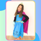 Cokos Box Girls Coronation Dress Costume Cape Gloves Tiara Crown Accessories Kids Set (5 Years, Blue-Purple)