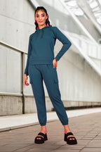 POPWINGS Casual Self Design Solid Sweatshirt and Joggers Co-Ords Set for Women | Trendy Stylish Top and Bottom Set for Women | W