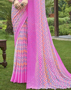 Satrani Womens Knit Pure Chiffon Saree