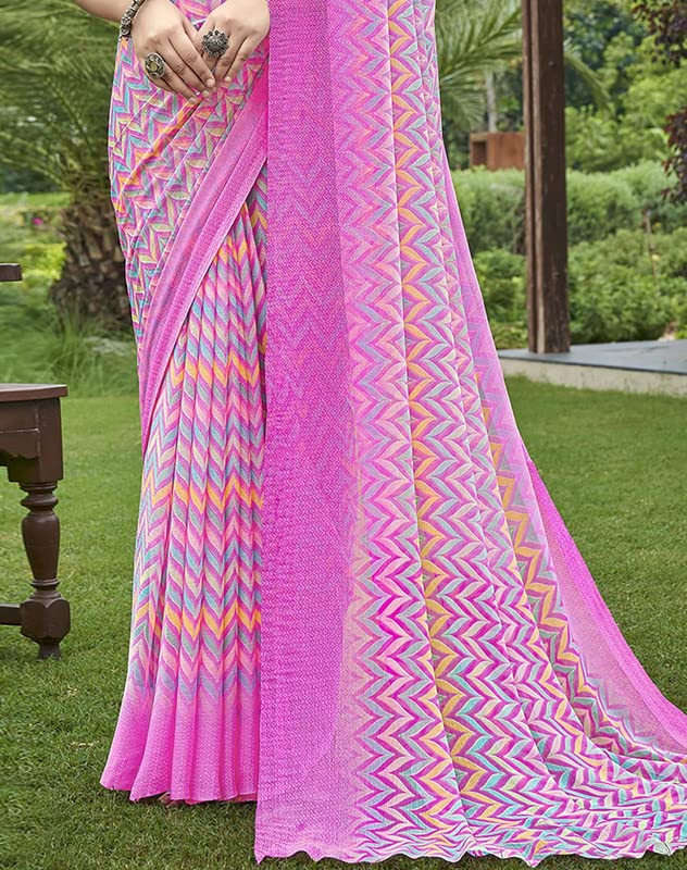 Satrani Womens Knit Pure Chiffon Saree