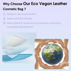 Wandering Nature Makeup Bag for Purse Cosmetic Bags for Women Make Up Organizer Travel Pouch with Slip-in Pockets Eco Vegan Leat