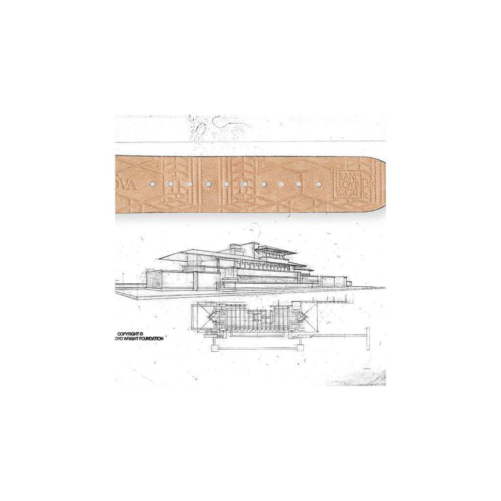 Bulova Frank Lloyd Wright Robie House Stainless Steel 3-Hand mens Quartz Watch, Gray Leather Strap Style: 96A287