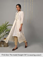 Rangita Off White Rayon Calf Length Printed Double Layered Kurti For Women | Kurta For Women