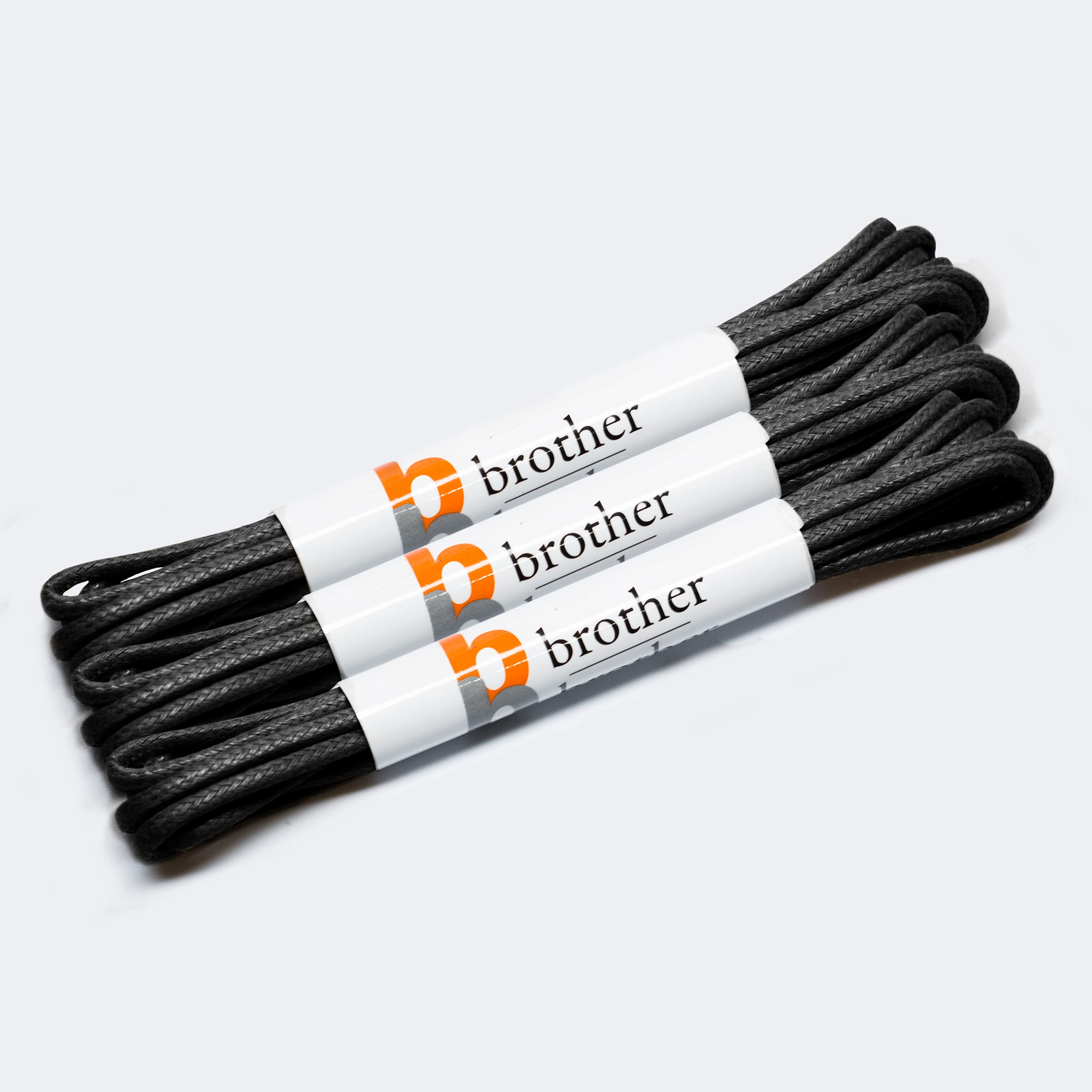 BB BROTHER BROTHER Dress Shoe Laces Black Shoelaces Round Waxed Cotton Oxford (3 Pairs) Thin Shoes Men 36