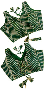 Pujia Mills Womens Fancy Sleeveless Green Saree Blouse