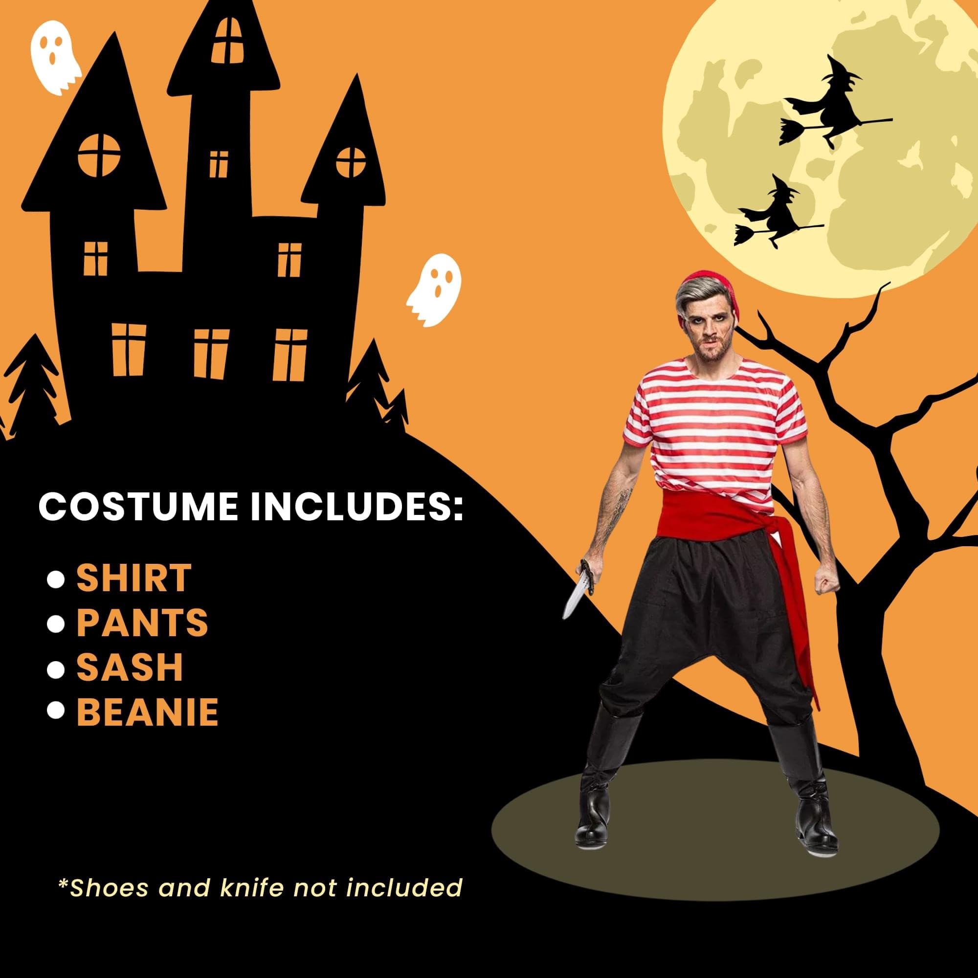 Seeing Red Pirate Crew Member Costume - Men's L Size