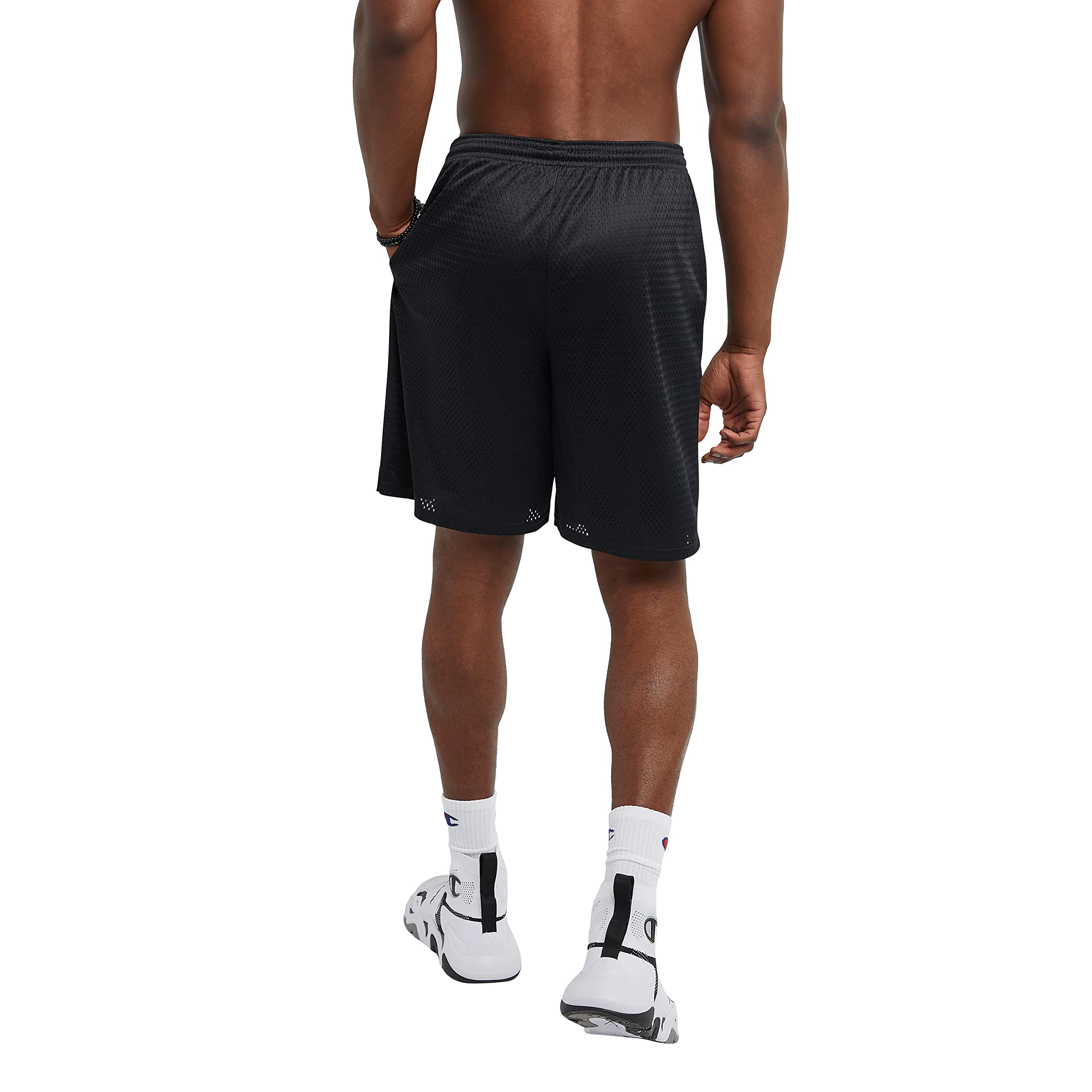 Champion Mens Shorts, Mesh Gym Lightweight Athletic (Reg. Big & Tall) Running-shorts, Black C Patch Logo, Large US
