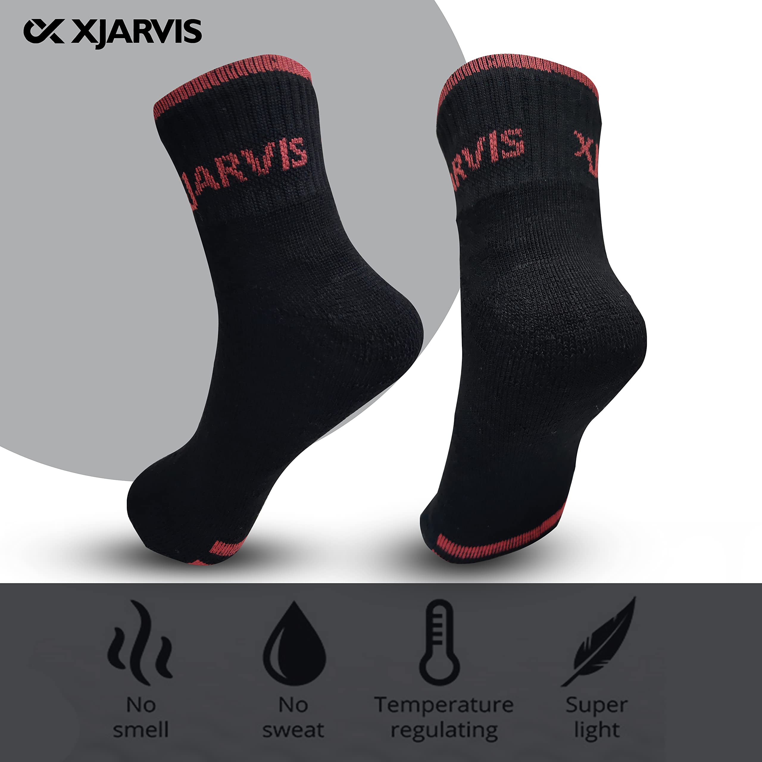XJARVIS All-Season Ankle Sports Socks | High Cushioning, Arch Support, Breathable Cotton | Odor-Free, Moisture-Wicking | Men & W