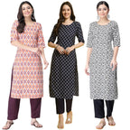Pinkmint WomenS Crepe Printed Kurta Set Ethnic Wear Women Kurta Set Comfortable Kurta Set For WomenS(Pack Of 3)