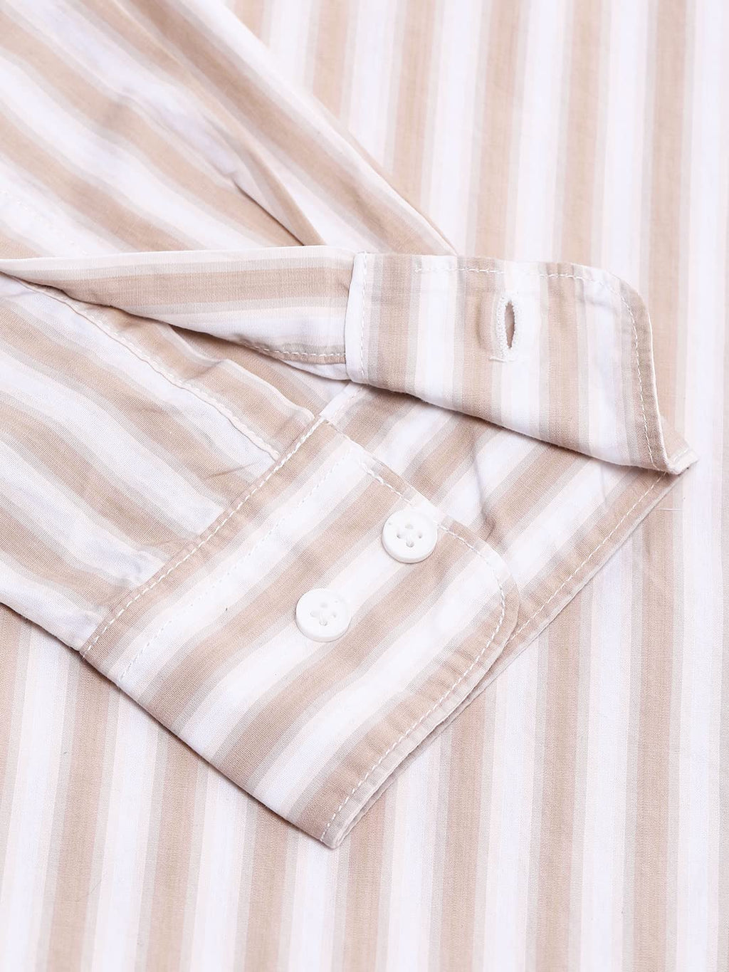 Dennis Lingo MenS Slim Fit Striped Beige1 Casual Shirt